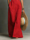Women's Sleeveless Linen Button-Front Maxi Dress with Collar 6