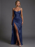 Women's Ruched Bodycon Maxi Dress with Spaghetti Straps 4