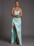 Women's Ruched Bodycon Maxi Dress with Spaghetti Straps 6