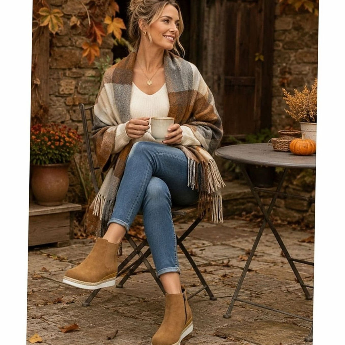 Women's Suede Wedge Chelsea Boots, Braided Sole