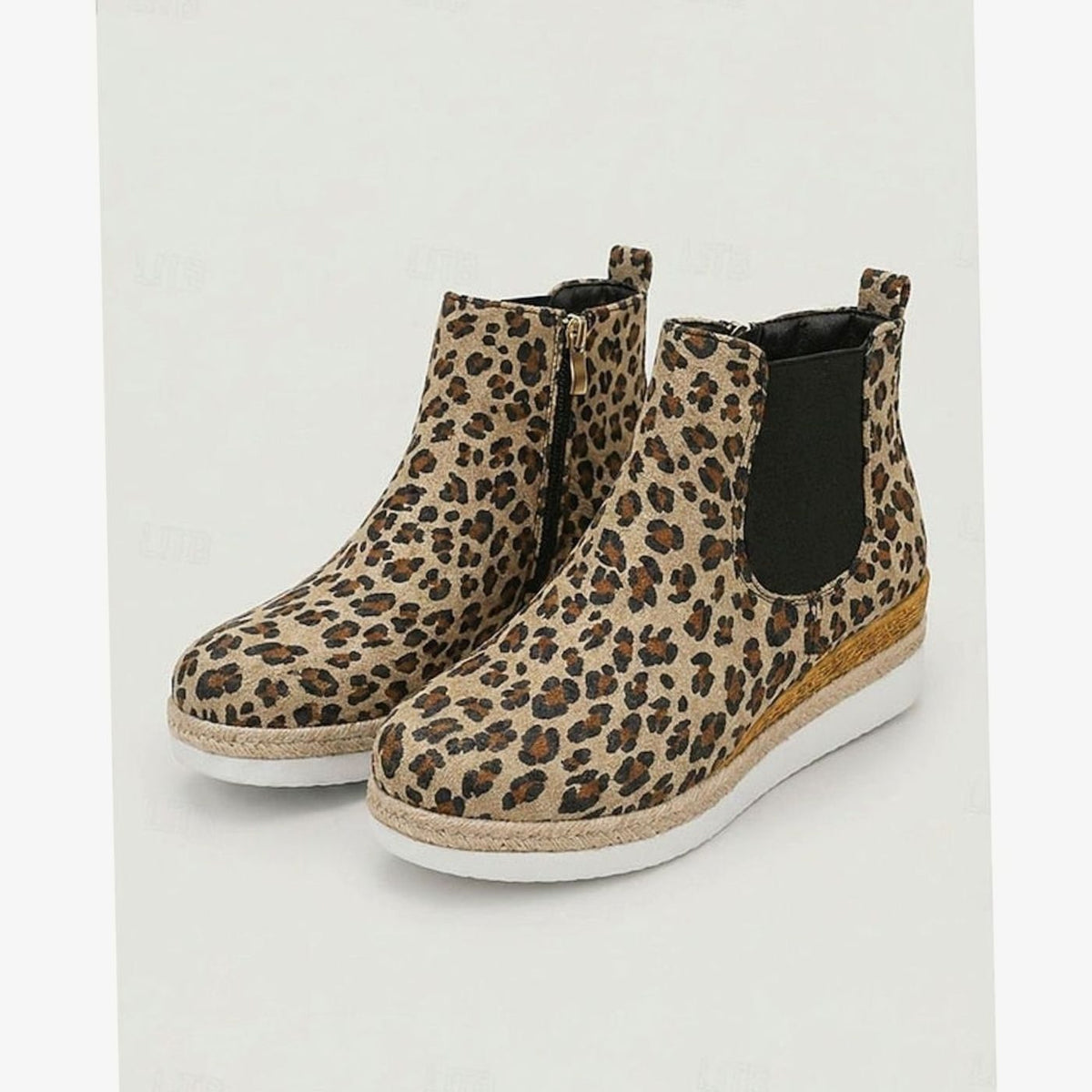 Women's Suede Wedge Chelsea Boots, Braided Sole
