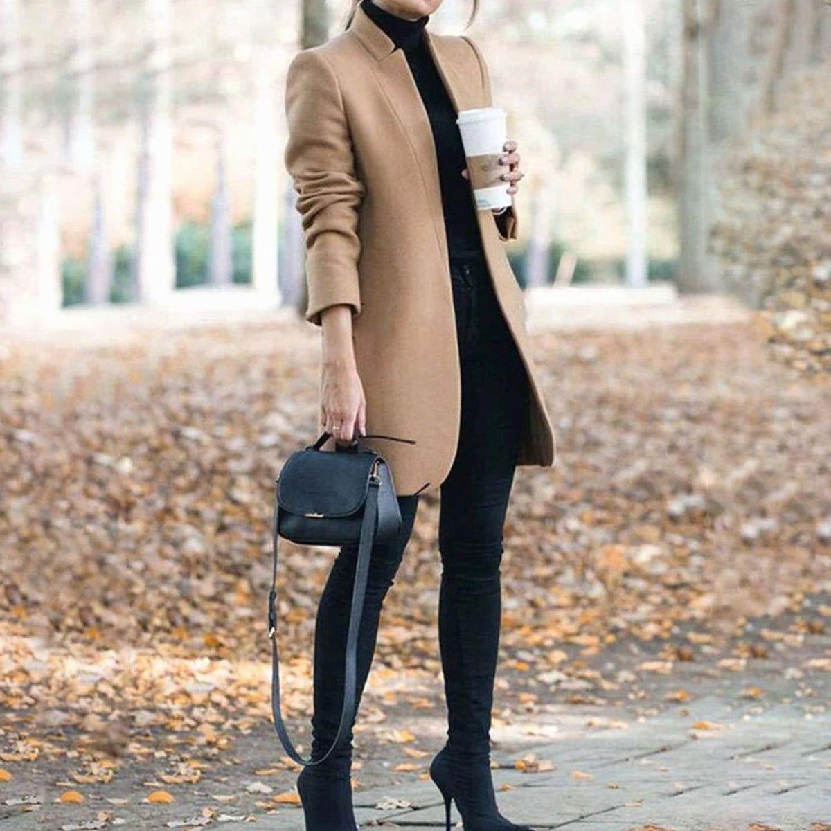 Women's Long Tailored Coat, Lapel Collar Smart Winter Coat