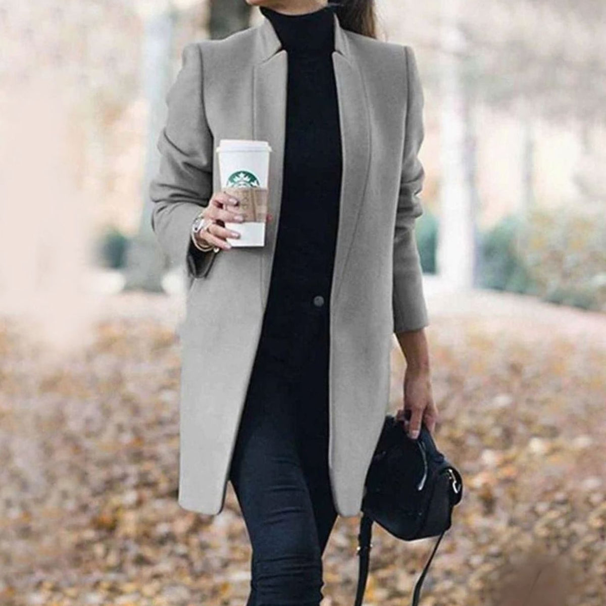 Women's Long Tailored Coat, Lapel Collar Smart Winter Coat