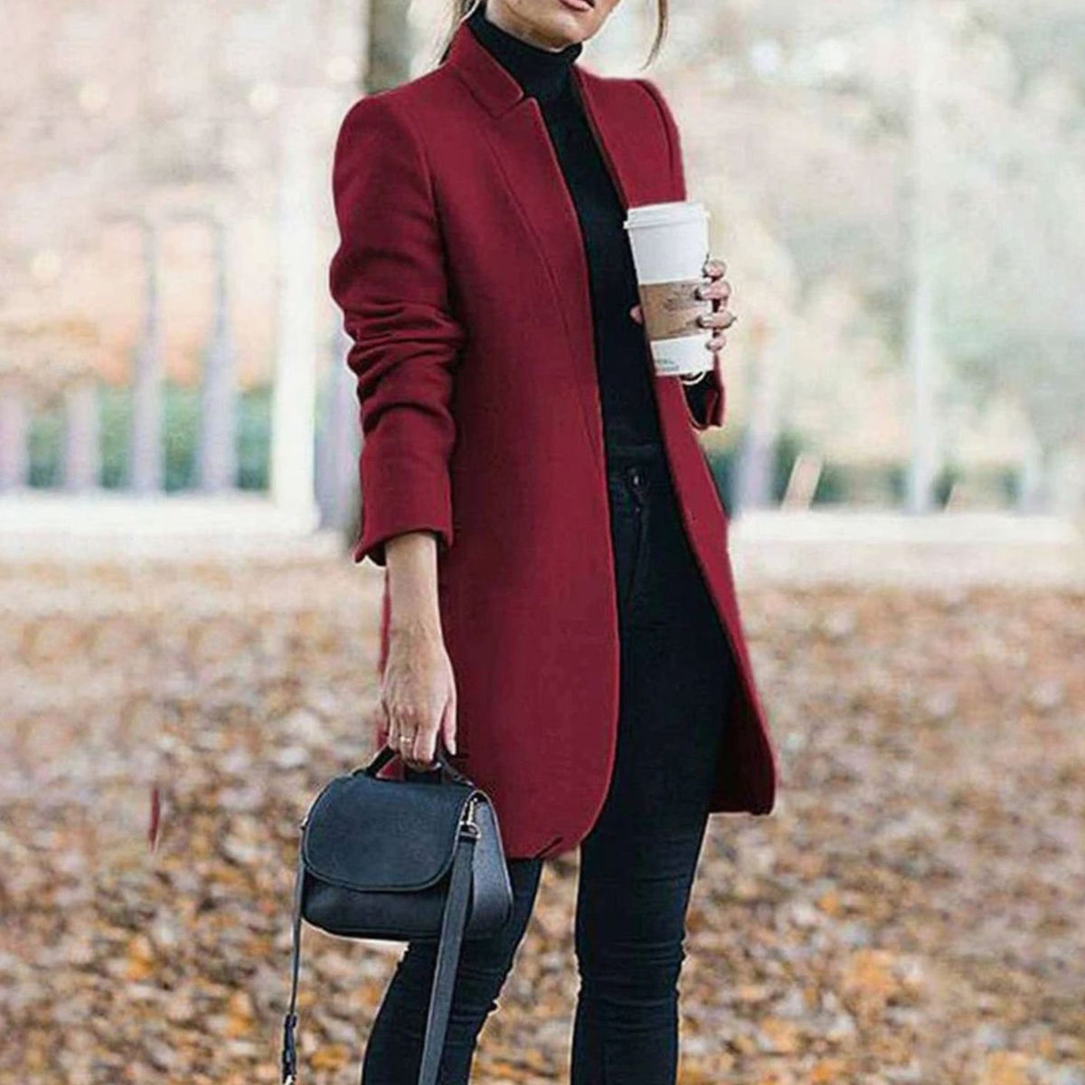Women's Long Tailored Coat, Lapel Collar Smart Winter Coat