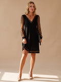 Scarlett | Glitter Mesh Sleeve V-Neck Mini Party Dress for Women 1