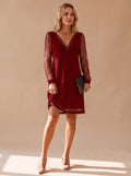 Scarlett | Glitter Mesh Sleeve V-Neck Mini Party Dress for Women 2