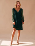 Scarlett | Glitter Mesh Sleeve V-Neck Mini Party Dress for Women 3