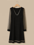 Scarlett | Glitter Mesh Sleeve V-Neck Mini Party Dress for Women 4