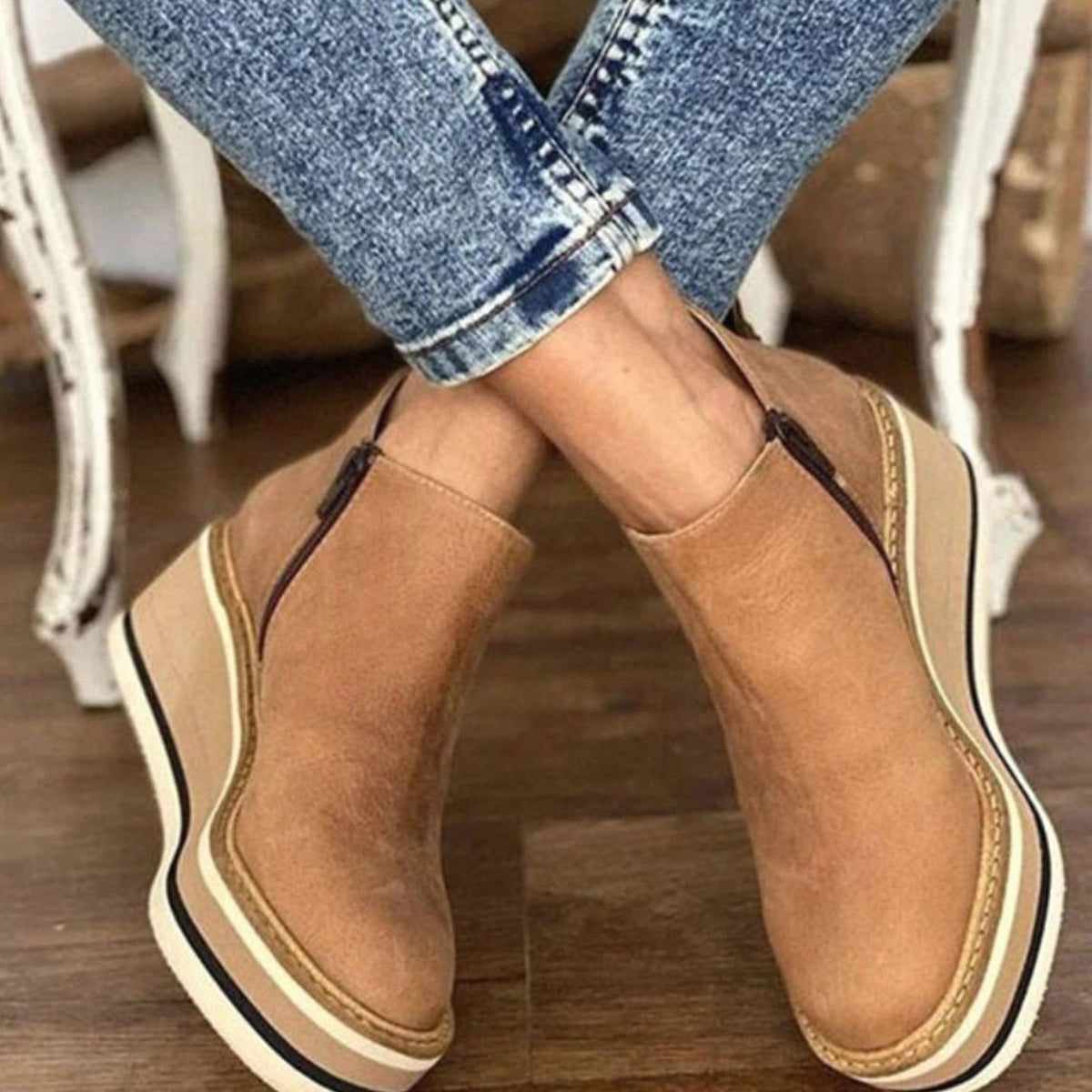 Women's Wedge Chelsea Boots, Platform Faux Leather