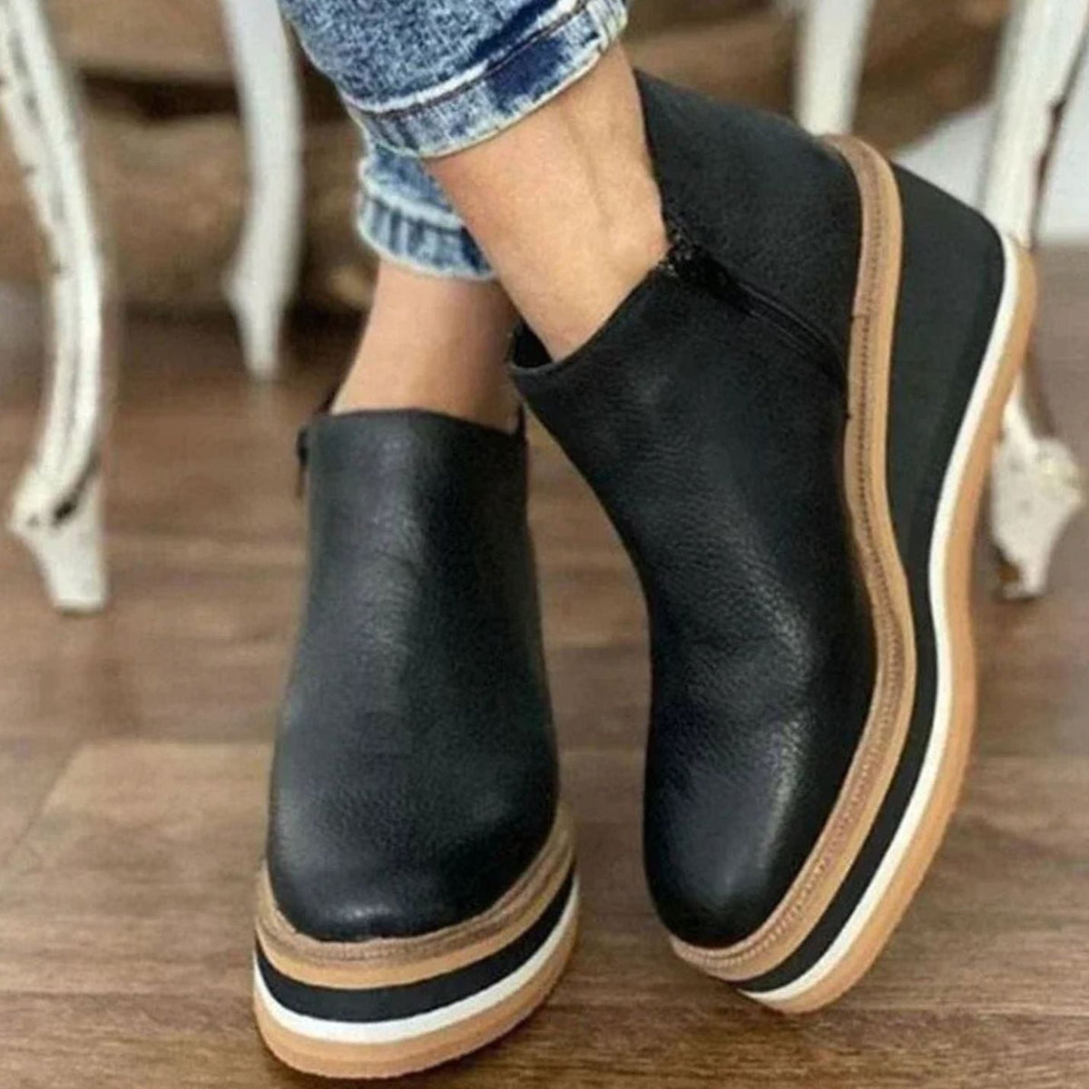 Women's Wedge Chelsea Boots, Platform Faux Leather