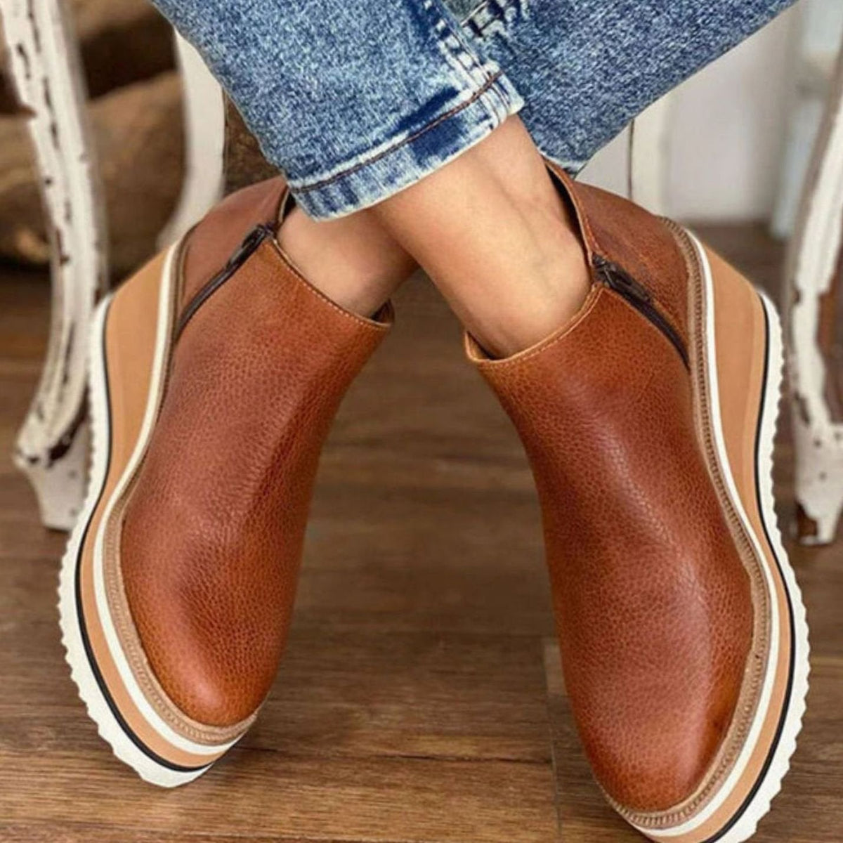 Women's Wedge Chelsea Boots, Platform Faux Leather