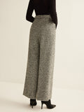 Women's Smart Trousers, High Waist Tweed Texture Straight Leg 4