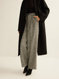 Women's Smart Trousers, High Waist Tweed Texture Straight Leg 5
