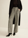 Women's Smart Trousers, High Waist Tweed Texture Straight Leg 7