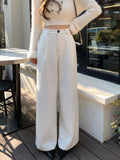 Women's Smart Trousers, High Waist Tweed Texture Straight Leg 8